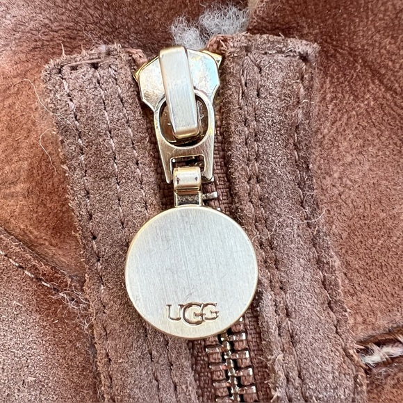 UGG Bailey Mini Zip Chestnut Suede Shearling Women’s Size 6 - Picture 14 of 15